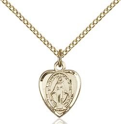 [0706MGF/18G] 14kt Gold Filled Miraculous Pendant on a 18 inch Gold Plate Light Curb chain