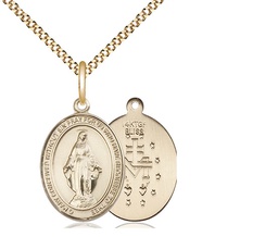 [8078GF/18G] 14kt Gold Filled Miraculous Pendant on a 18 inch Gold Plate Light Curb chain