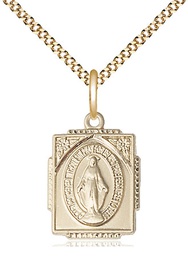 [0804MGF/18G] 14kt Gold Filled Miraculous Pendant on a 18 inch Gold Plate Light Curb chain
