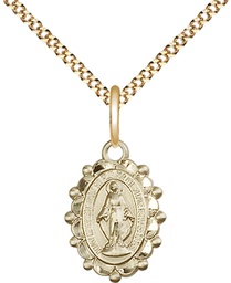 [6040GF/18G] 14kt Gold Filled Miraculous Pendant on a 18 inch Gold Plate Light Curb chain