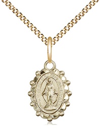 [6040GF/18G] 14kt Gold Filled Miraculous Pendant on a 18 inch Gold Plate Light Curb chain