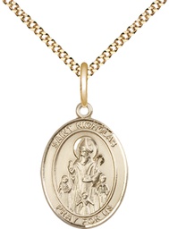[8080GF/18G] 14kt Gold Filled Saint Nicholas Pendant on a 18 inch Gold Plate Light Curb chain