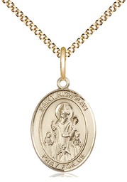 [8080GF/18G] 14kt Gold Filled Saint Nicholas Pendant on a 18 inch Gold Plate Light Curb chain