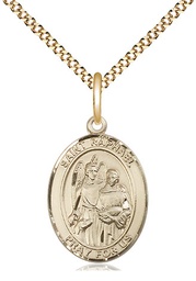 [8092GF/18G] 14kt Gold Filled Saint Raphael the Archangel Pendant on a 18 inch Gold Plate Light Curb chain