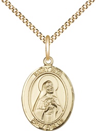 [8094GF/18G] 14kt Gold Filled Saint Rita of Cascia Pendant on a 18 inch Gold Plate Light Curb chain