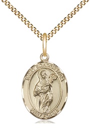 [8099GF/18G] 14kt Gold Filled Saint Scholastica Pendant on a 18 inch Gold Plate Light Curb chain