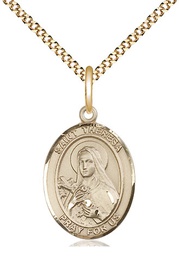 [8106GF/18G] 14kt Gold Filled Saint Theresa Pendant on a 18 inch Gold Plate Light Curb chain