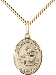 [8108GF/18G] 14kt Gold Filled Saint Thomas Aquinas Pendant on a 18 inch Gold Plate Light Curb chain