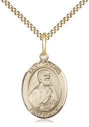 [8107GF/18G] 14kt Gold Filled Saint Thomas the Apostle Pendant on a 18 inch Gold Plate Light Curb chain