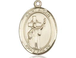 [7381KT] 14kt Gold Saint Aidan of Lindesfarne Medal