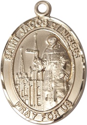 [7392KT] 14kt Gold Saint Jacob of Nisibis Medal