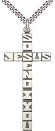 [5926SS/24S] Sterling Silver Cross Pendant on a 24 inch Light Rhodium Heavy Curb chain