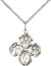 [5942SS/18SS] Sterling Silver 4-Way Pendant on a 18 inch Sterling Silver Light Curb chain