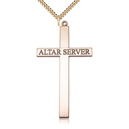 [5952GF/24G] 14kt Gold Filled Alter Server Cross Pendant on a 24 inch Gold Plate Heavy Curb chain