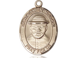[7412KT] 14kt Gold Saint Damien of Molokai Medal