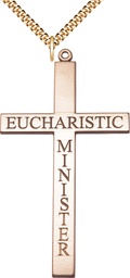 [5955GF/24G] 14kt Gold Filled Eucharistic Minister Cross Pendant on a 24 inch Gold Plate Heavy Curb chain