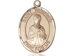 [7419KT] 14kt Gold Saint Winifred of Wales Medal