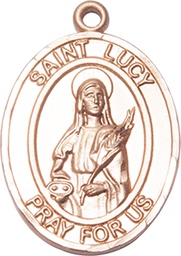 [7422KT] 14kt Gold Saint Lucy Medal