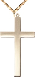 [5960GF/24G] 14kt Gold Filled Cross Pendant on a 24 inch Gold Plate Heavy Curb chain