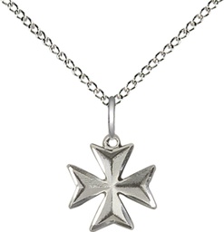 [5992SS-CV/18SS] Sterling Silver Maltese Cross Pendant on a 18 inch Sterling Silver Light Curb chain