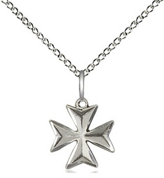 [5992SS-CV/18SS] Sterling Silver Maltese Cross Pendant on a 18 inch Sterling Silver Light Curb chain