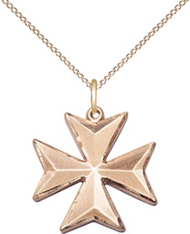 [5993GF-CV/18GF] 14kt Gold Filled Maltese Cross Pendant on a 18 inch Gold Filled Light Curb chain