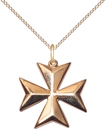 [5993GF-CX/18GF] 14kt Gold Filled Maltese Cross Pendant on a 18 inch Gold Filled Light Curb chain