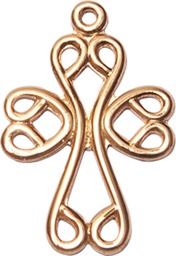 [5998KT] 14kt Gold Scroll Cross Medal