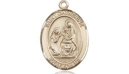 [8014KT] 14kt Gold Saint Catherine of Siena Medal