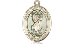 [8022EKT] 14kt Gold Saint Christopher w/Epoxy Medal