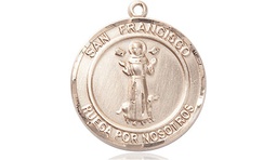 [8036RDSPKT] 14kt Gold San Francis of Assisi Medal
