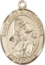 [8039KT] 14kt Gold Saint Gabriel the Archangel Medal
