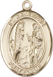 [8041KT] 14kt Gold Saint Genevieve Medal