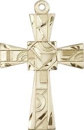 [6032KT] 14kt Gold Mosaic Cross Medal