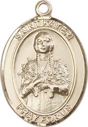 [8061KT] 14kt Gold Saint Kateri Medal