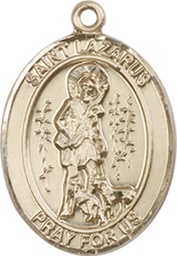 [8066KT] 14kt Gold Saint Lazarus Medal