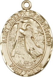 [6057KT] 14kt Gold Saint Joseph of Cupertino Medal