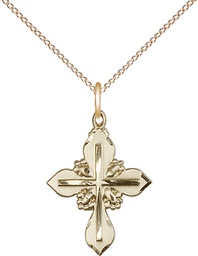 [6061GF/18GF] 14kt Gold Filled Cross Pendant on a 18 inch Gold Filled Light Curb chain
