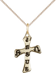 [6063GF/18GF] 14kt Gold Filled Cross Pendant on a 18 inch Gold Filled Light Curb chain