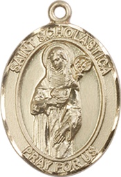[8099KT] 14kt Gold Saint Scholastica Medal