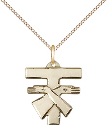 [6071GF/18GF] 14kt Gold Filled Franciscan Cross Pendant on a 18 inch Gold Filled Light Curb chain