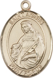 [8128KT] 14kt Gold Saint Agnes of Rome Medal