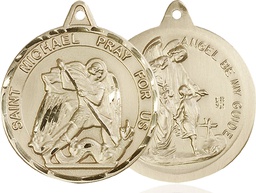[0201RKT] 14kt Gold Saint Michael Guardian Angel Medal