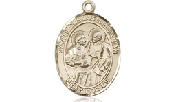 [8132KT] 14kt Gold Saints Cosmas &amp; Damian Medal