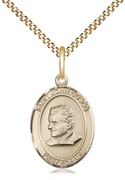 [8055GF/18G] 14kt Gold Filled Saint John Bosco Pendant on a 18 inch Gold Plate Light Curb chain