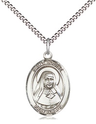 [8064SS/18S] Sterling Silver Saint Louise de Marillac Pendant on a 18 inch Light Rhodium Light Curb chain