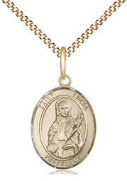 [8065GF/18G] 14kt Gold Filled Saint Lucia of Syracuse Pendant on a 18 inch Gold Plate Light Curb chain