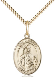 [8067GF/18G] 14kt Gold Filled Saint Kilian Pendant on a 18 inch Gold Plate Light Curb chain