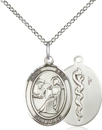 [8068SS8/18SS] Sterling Silver Saint Luke the Apostle Doctor Pendant on a 18 inch Sterling Silver Light Curb chain