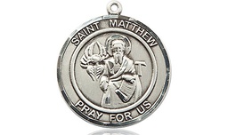 [8074RDSS] Sterling Silver Saint Matthew the Apostle Medal